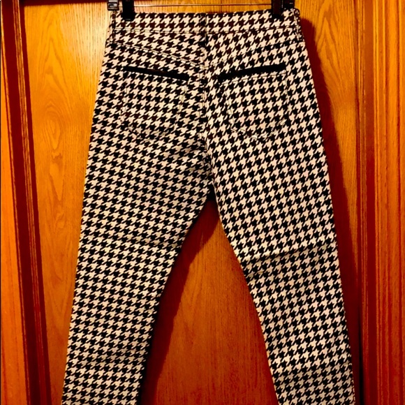 ABS Allen Schwartz Pants - New Allen B. Skinny Houndstooth jeans black white